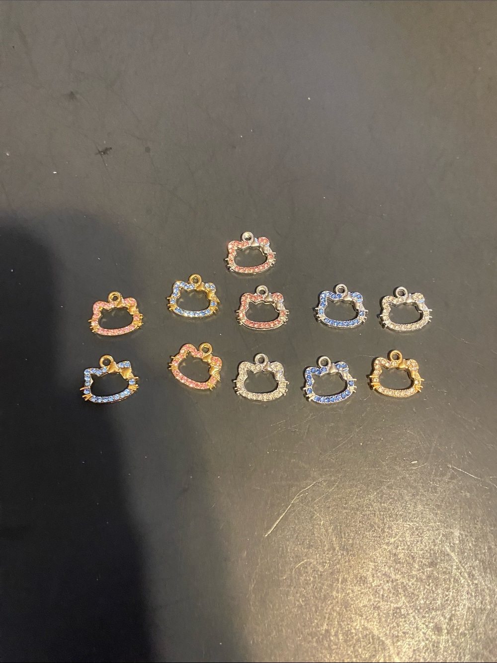 Cute Crystal Cat Face Charms - Mixed Metal and Crystal Colors